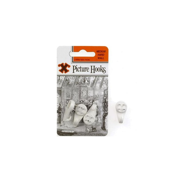 Hard Small White Nylon Wall Hooks 5 pack