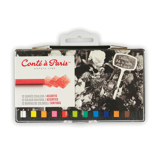 Conte Carres Crayons Assorted Colours 12 Pack