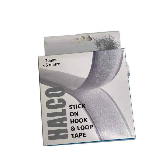 Halco Stick on Hook and Loop Tape 20mm x 5m White