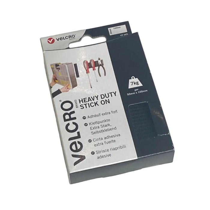 Velcro Heavy Duty Black Hook & Loop Tabs, 50mm x 100mm