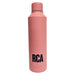 an pink coloured water bottle with navy RCA logo