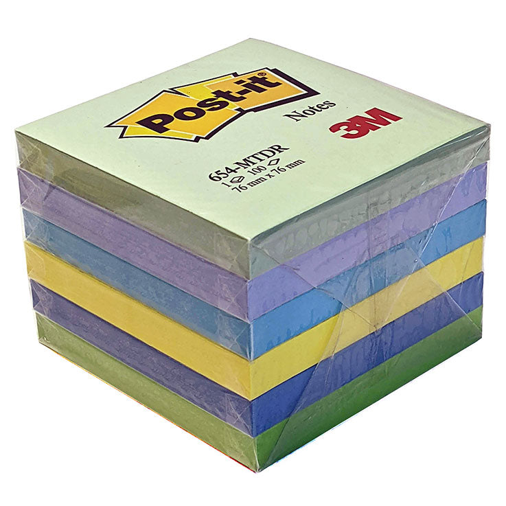 Cube Post-it - notes adhésives - 76 x 76 mm - 6 couleurs